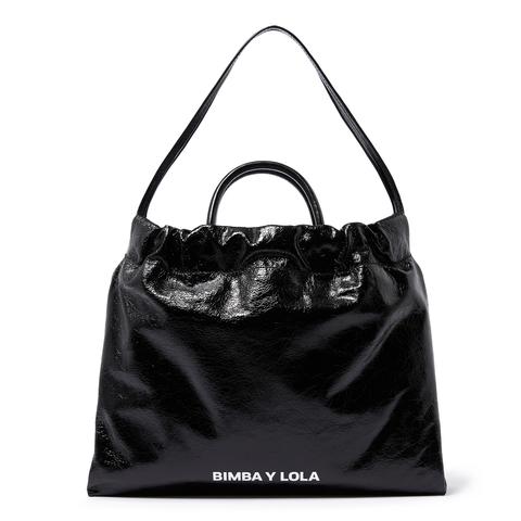 Bolso Shopper Cuadrado Piel Negro