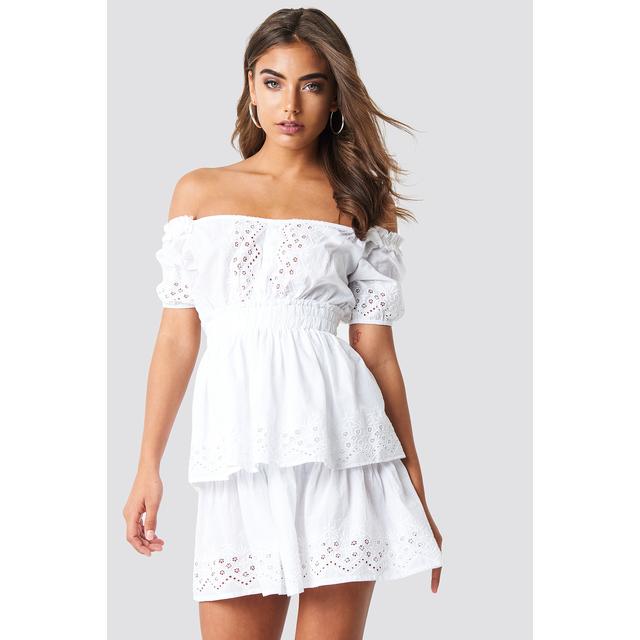 off shoulder frill dress