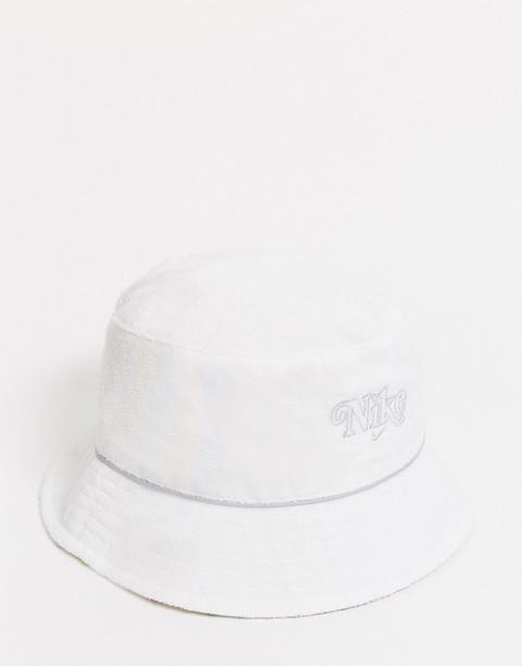 Nike Reversible Toweling Bucket Hat In White