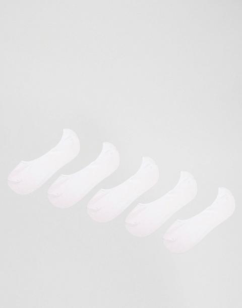 Asos Design 5 Pack Invisible Liner Socks In White Save