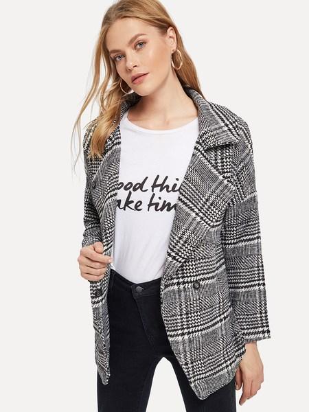 Cappotto In Tweed Con Stampa Quadri