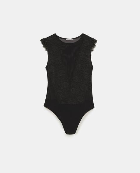 Lace Bodysuit With Ruffles