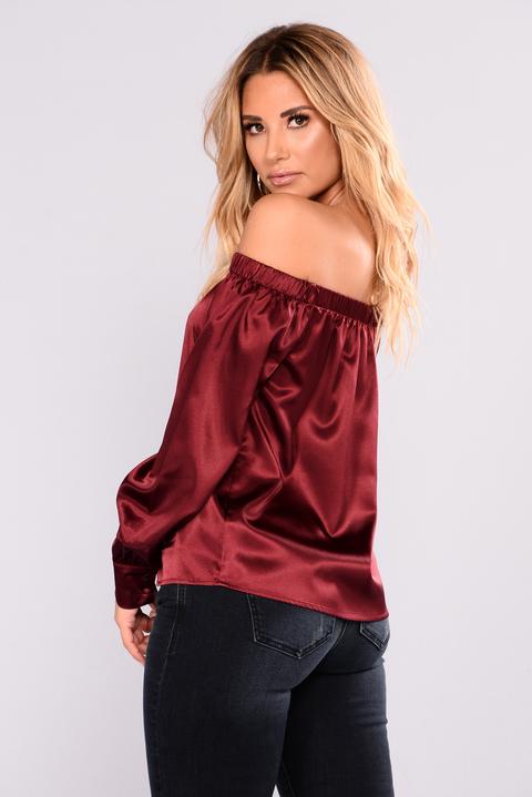 satin off shoulder top