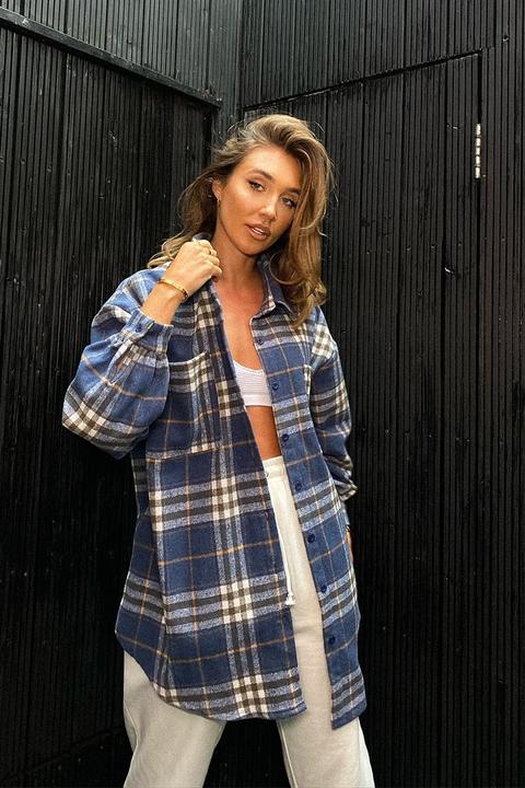 Navy Shirts - Megan Mckenna Navy Flannel Checked Shirt