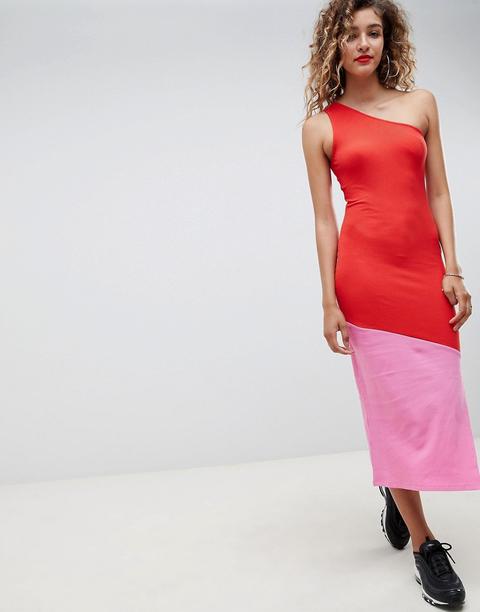 Asos Design Rib Colour Block Maxi Dress