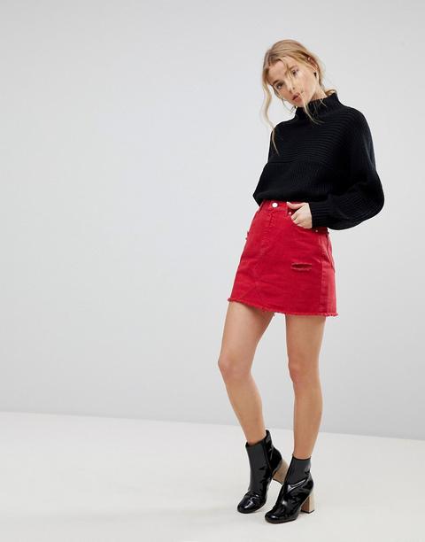 Miss Selfridge - Minigonna Di Jeans - Rosso