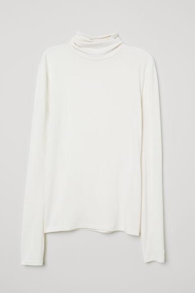 H & M - Maglia Dolcevita In Jersey - Bianco