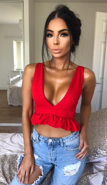 Selena Frill Crop - Red
