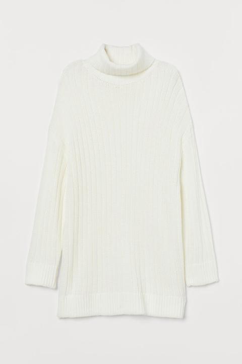 H & M - Pullover A Collo Alto Oversize - Bianco