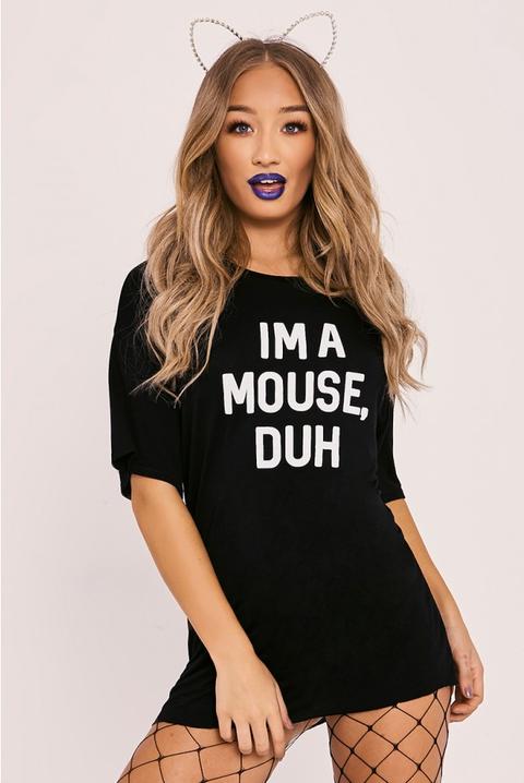 Halloween I Am A Mouse Duh Slogan Black Dress