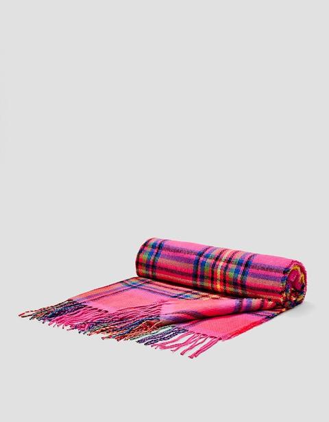 Sciarpa A Quadri Fosforescente Fucsia
