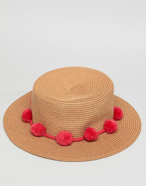 Sombrero De Paja Con Pompones De Pieces