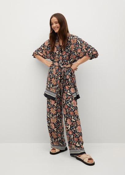 Pantalon En Imprimé À Fleurs