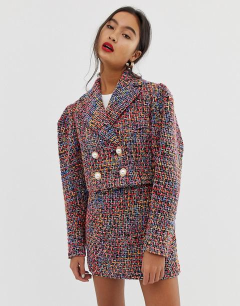 Americana De Traje De Bouclé Con Botones De Tendencia Pop De Asos Design-multicolor