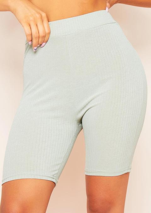 Tana Sage High Waist Ribbed Cycle Shorts