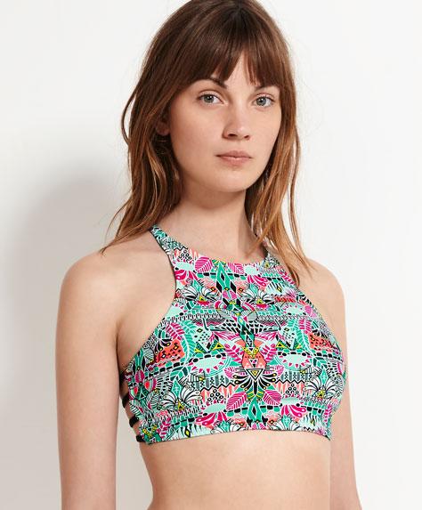 Top Bikini Tribal Verdes - Oysho