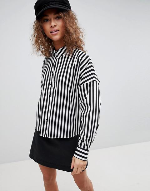 Asos Design - Camicia Corta A Maniche Lunghe A Righe - Multicolore