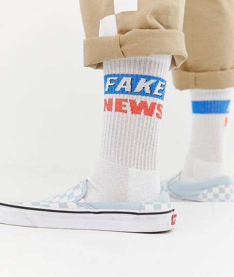 Asos Design - Fake News - Chaussettes Style Sport À Inscription - Multi
