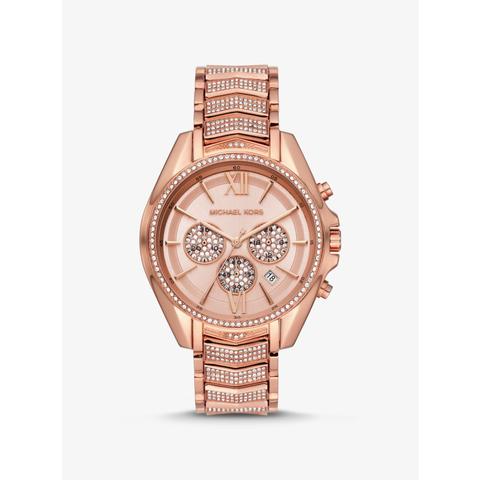 Reloj Whitney Oversize En Tono Dorado Rosa Con Incrustaciones