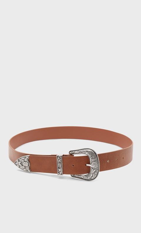 Stradivarius Ceinture Cowboy Large Camel Clair 90