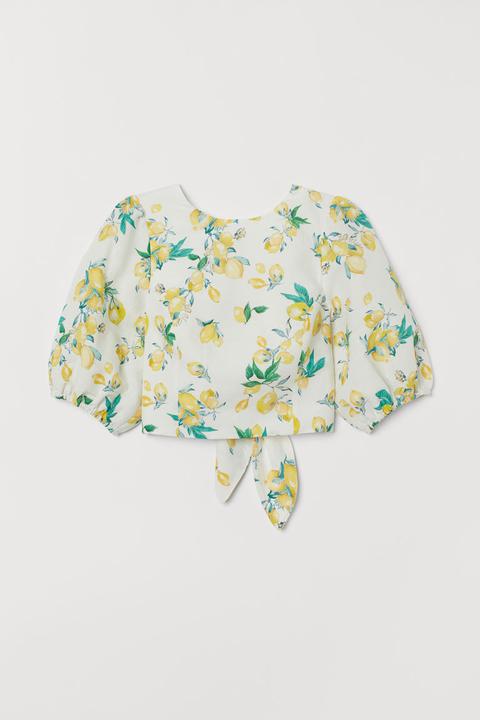 H & M - Camicetta In Misto Lino - Bianco