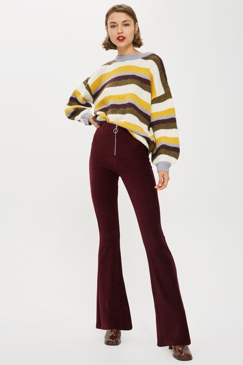 Womens Petite Corduroy Flares - Oxblood, Oxblood