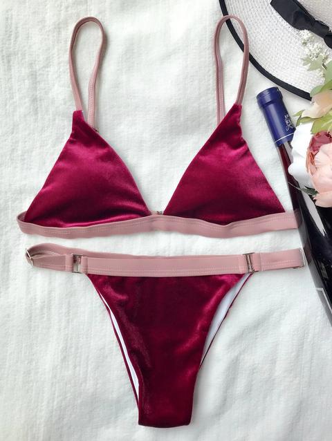 Bikini A Taglio Alto In Velluto