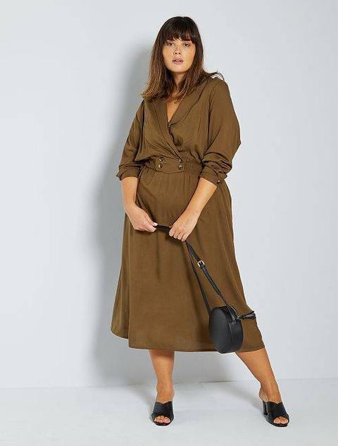 Vestido Largo Con Cuello De Camisa