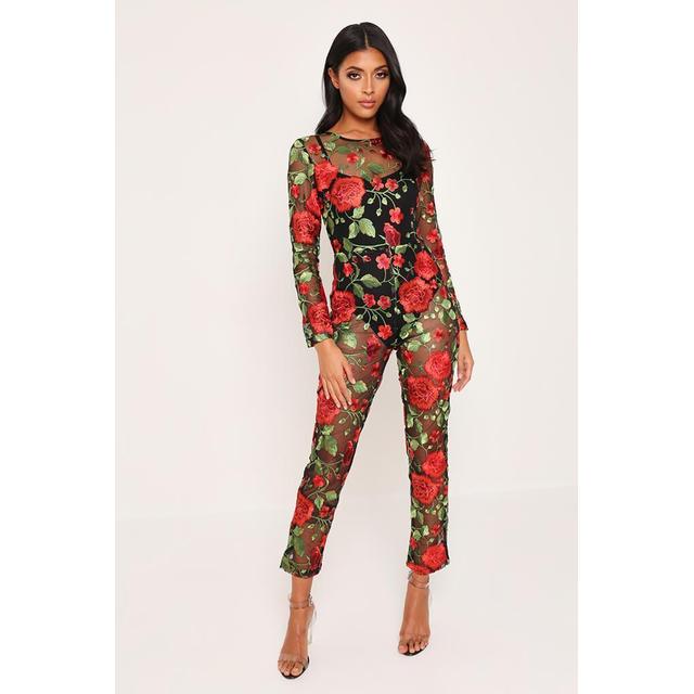 Floral mesh hot sale jumpsuit