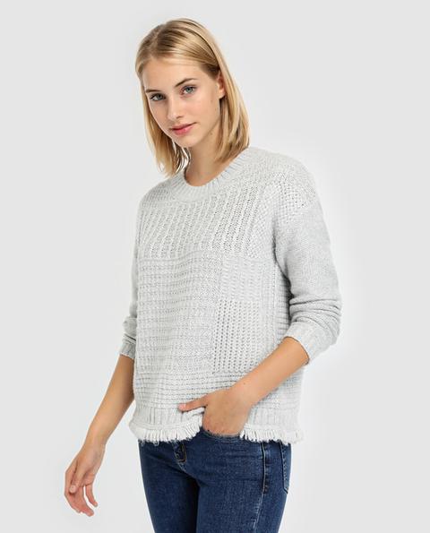 Easy Wear - Jersey De Mujer Gris Con Flecos