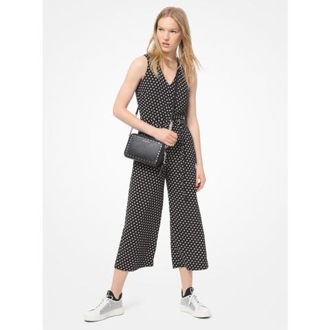 Mkmono De Crepé Con Cinturón Y Estampado De Lunares - Negro/hueso(negro) - Michael Kors