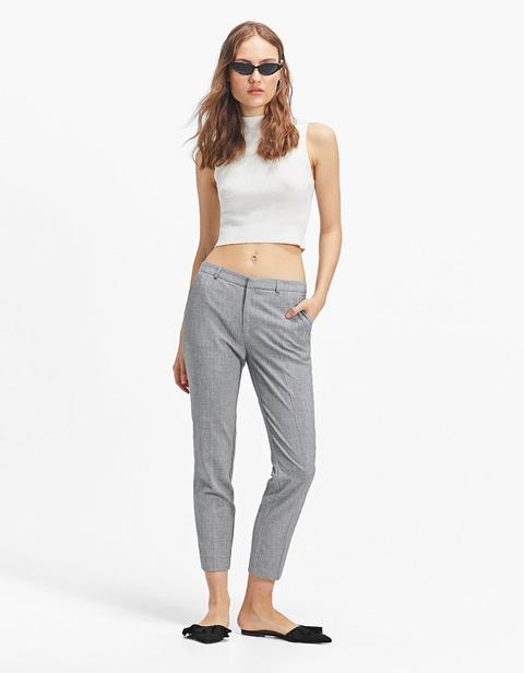 Pantaloni Eleganti Con Elastico Grigio Melangiato