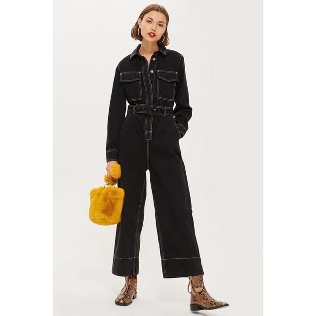 black denim boiler suit womens