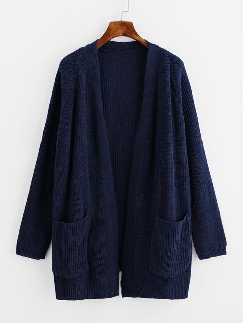 Dual Pocket Raglan Sleeve Sweater Coat