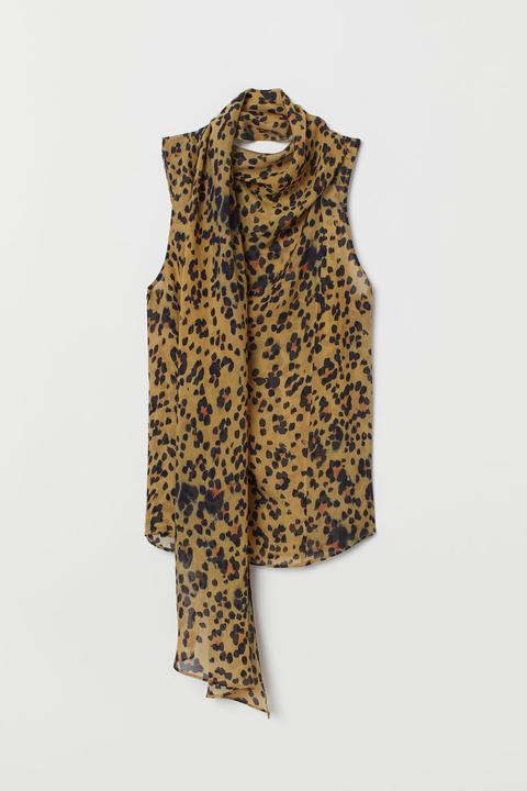 H & M - Top In Seta Leopardata - Giallo