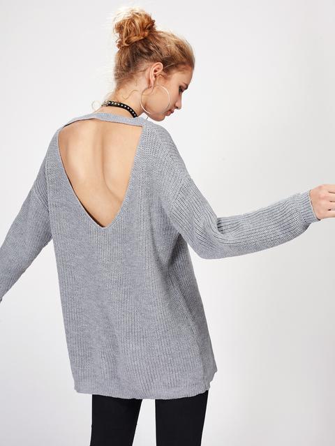 Cutout V Back Loose Fit Jumper