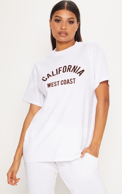 White California Slogan Oversized T Shirt