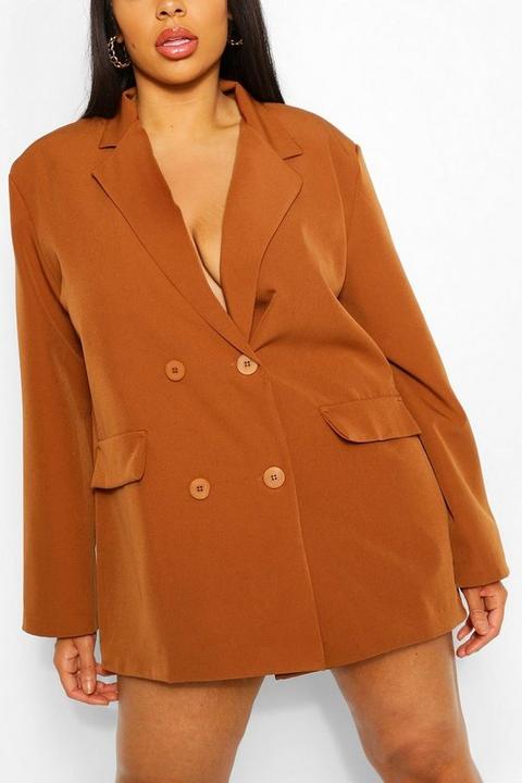 Womens Plus Woven Oversized Pocket Blazer Dress - Orange - 18, Orange