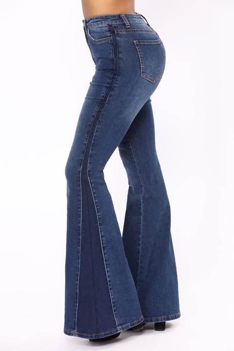 Stay Groovin' Bell Bottom Jeans - Dark Denim