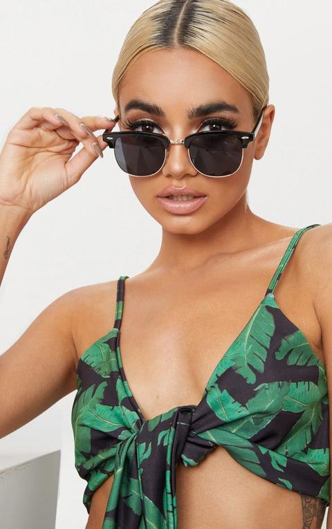 Black Half Lens Aviator Sunglasses