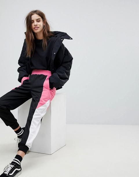 Asos - Pantaloni Della Tuta Con Inserti Laterali A Blocchi Di Colore - Nero