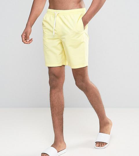 Shorts De Baño De Largo Medio En Amarillo De Asos Tall