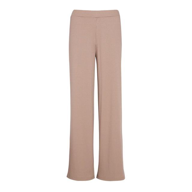 Tan Ribbed Wide Leg Trouser from 