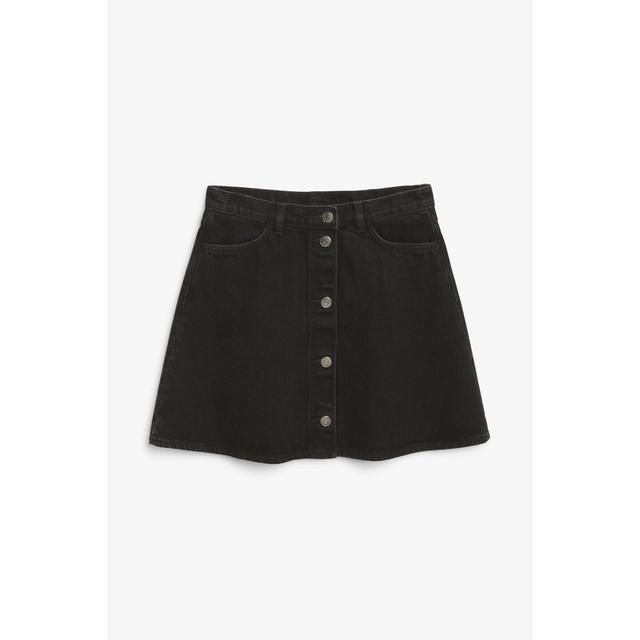 a line denim skirt black