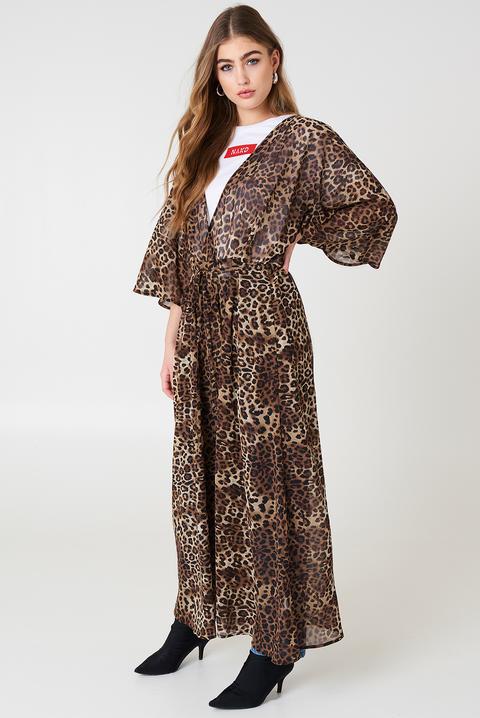 Na-kd Trend Chiffon Coat Dress - Brown,multicolor