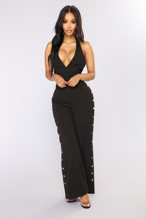 Nick Of Time Snap Jumpsuit - Black
