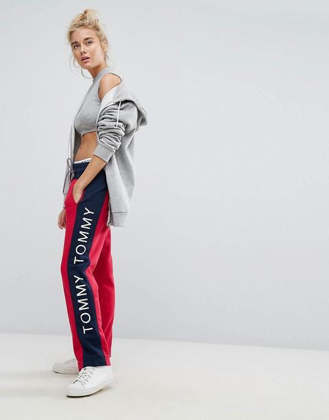 Tommy Jeans - Pantaloni Della Tuta Con Logo - Rosso