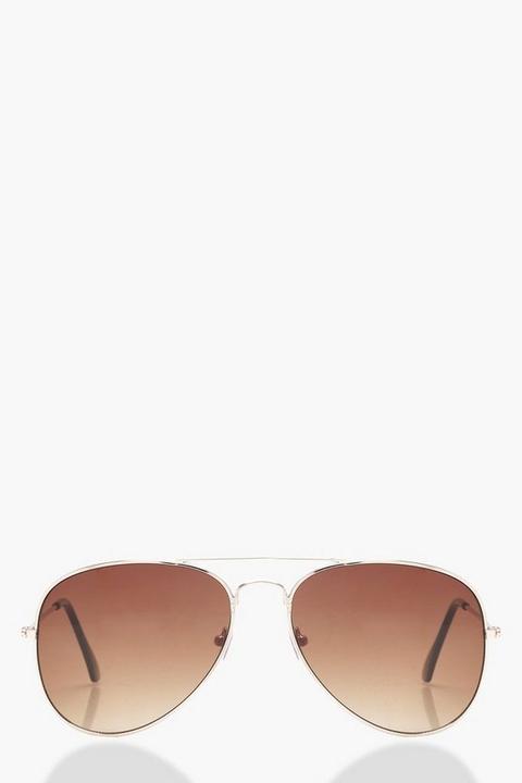 Womens Aviator Brown Lens Sunglasses - One Size, Brown