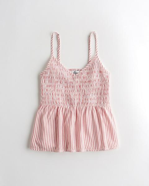 Eyelet Smocked Peplum Tank