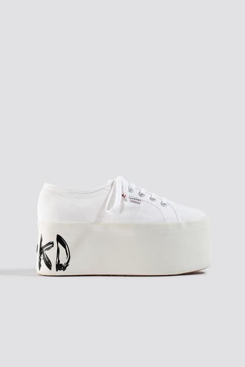 Branded Platform Sneaker Weiß